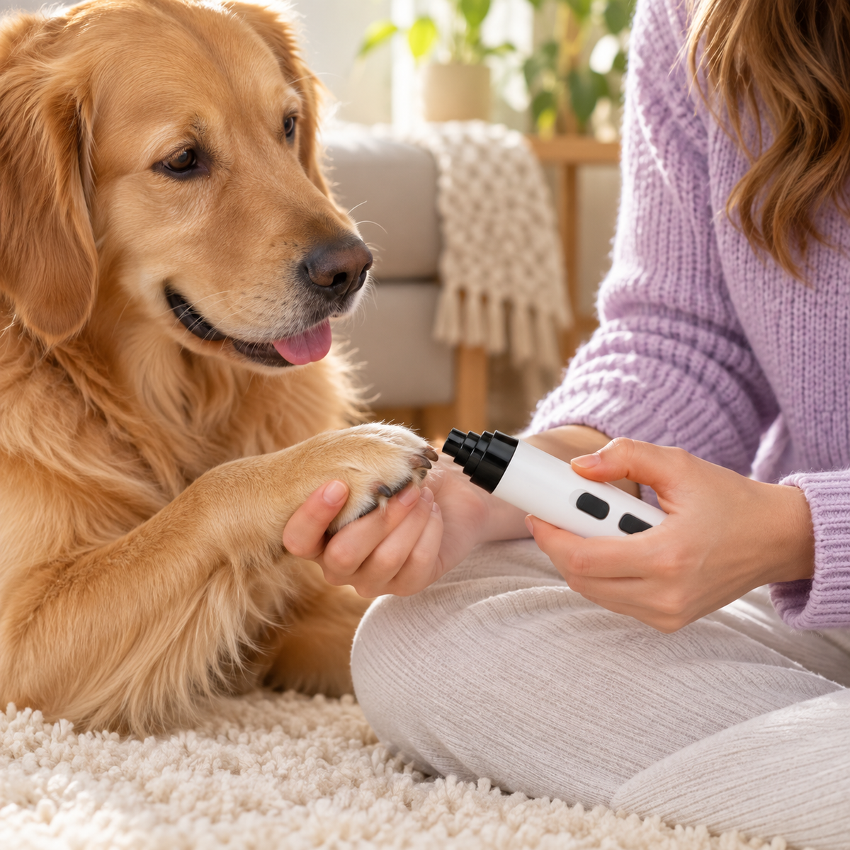 Hush Pets grind Use. Brand product visualization.